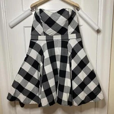 Divided by H&M Black and White Checkered Strapless Dress Womens 12 Party Retro 