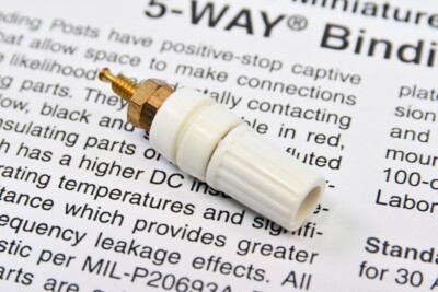 Superior Electric BP21WT White 15A 1000V 5 Way Binding Post Gold Plated Brass