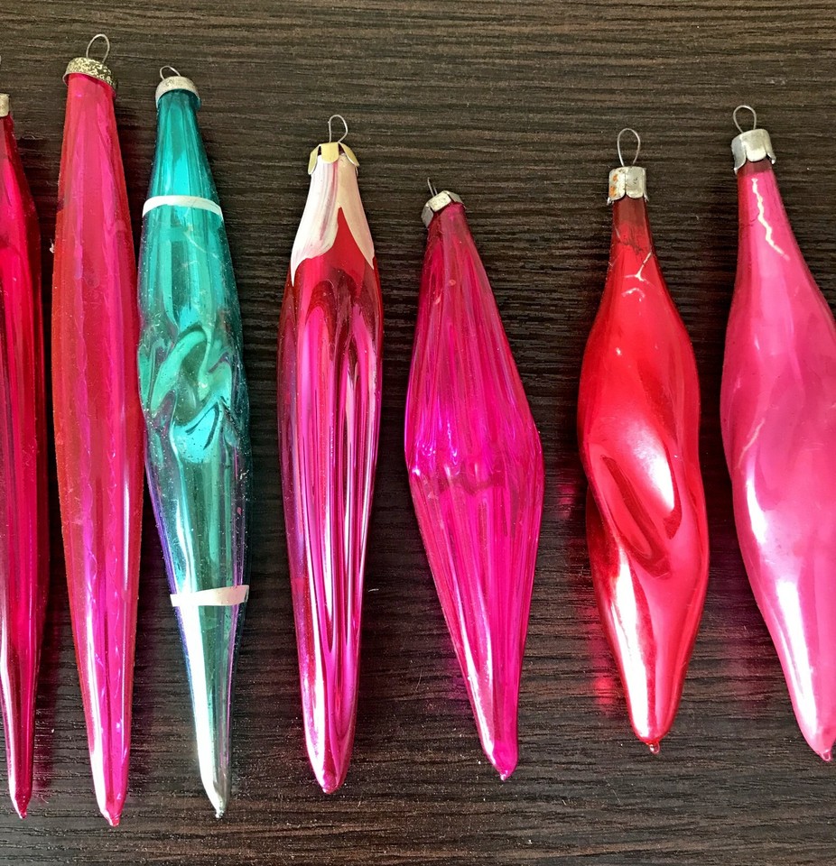 Ukraine Vintage glass Christmas tree Ornaments decorations icicle