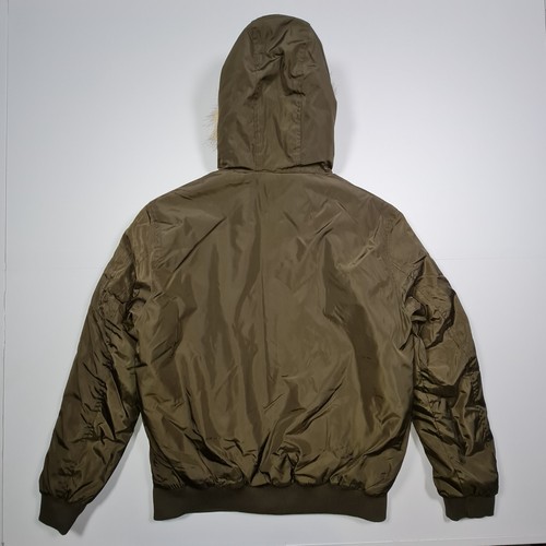 French Connection Mens Bomber Jacket Khaki Green Large Lightweight Hooded - Picture 9 of 10