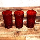 Vintage Anchor Hocking Hobnail Ruby Red 9 oz. Flat Tumbler Glasses Set of 3