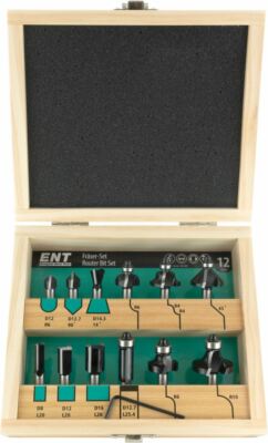 ENT Fräser-Set HW 12-teilig 09012HKB - 12x Oberfräser Schaft 8 mm 