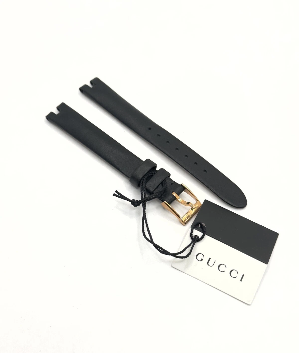 Bracelet en cuir noir véritable Gucci 12 mm pour montre femme YA141501 Diamantissima
