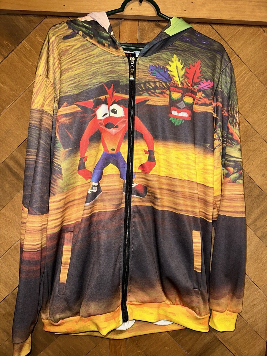 Crash Bandicoot Men Pullover Long Sleeve Full Zip-Up Hoodie By