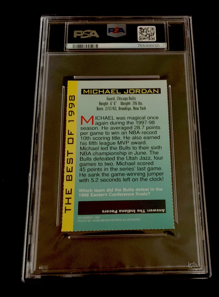 MICHAEL JORDAN Raro 1998 Sports Illustrated SI Para Niños MEJOR Jumbo PSA 8 Foto 2 de 2