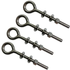 Stainless Steel T316 Plain Eye Bolt Screw 1,000 Lbs WLL Lifting 3/8" x 4", 4 PCS