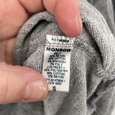Monrow + Soul Top Womens Small Gray Soul Cycle Henley Long Sleeve