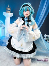 Genshin Impact Eula Cosplay Costume Women Girl Maid Dress Halloween Outfit New
