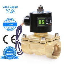 U. S. Solid 1" Brass Electric Solenoid Valve 12V DC Normally Closed