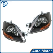 Left&Right Headlights Assembly Clear For 2007 2008-2011 Toyota Yaris Black