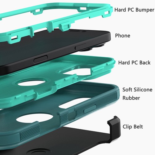 For iPhone 16 Pro Max/16+/16 Pro/16e Case Rugged Clip Cover / Screen Protector - Picture 16 of 72
