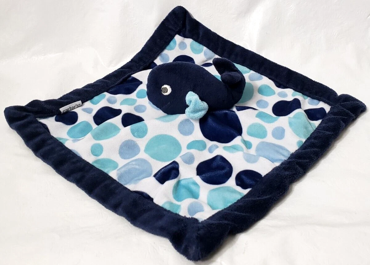 Blue Whale Plush Lovie Lovey Baby Boy Security Blanket Velour Cuddle Toy Carters