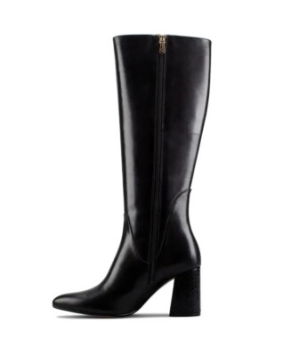 Clarks Damen LAINA85 HI Schwarz Leder Kombi Kniehohe Stiefel UK Größe 7 D EU 41