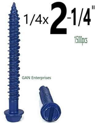 Concrete 1/4'' X 2-1/4'' Masonry Screw Anchors Tapcon Hex Head sharp point (1500)