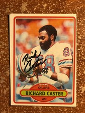 SIGNED RICHARD CASTER AUTOGRAPHED 1980 TOPPS FOOTBALL CARD OILERS