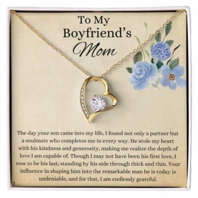 Forever silver love necklace for boyfriend's mom - 6.5mm CZ  heart pendant