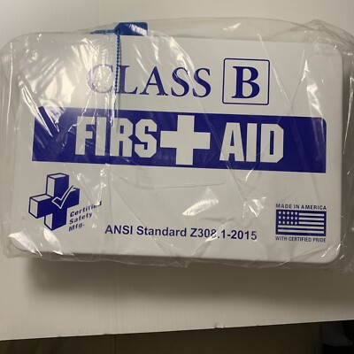 Certified Safety Mfg. Class B First Aid Kit K615-019 ANSI Z308.1-2015 New