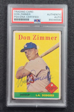 1958 DON ZIMMER Signed Topps Baseball Card-HALL OF FAME-LOS ANGELES DODGERS-PSA