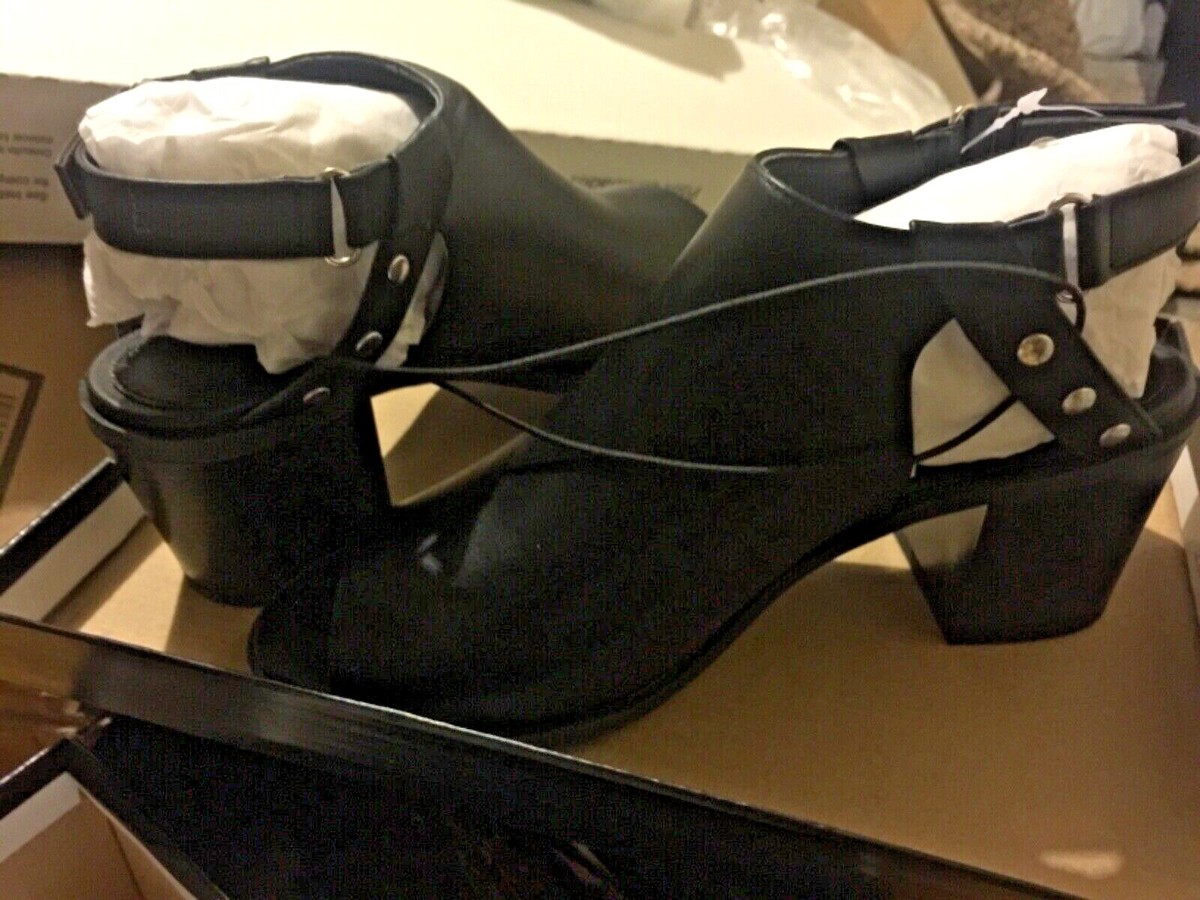 New forever 21 black studded shoes heels strap women sling back