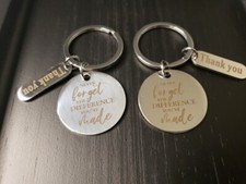 Lot of 2 Keychains - Stainless Steel - Thank You / Appreciation Gift