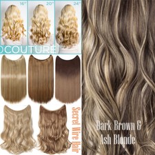 Extensiones de cabello 100 % naturales REALES con banda oculta alambre secreto hágalo usted mismo una pieza GROSAS