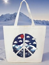 Unique Peace, midnight blue, underwater, Cloud, fish White Japanese Canas Tote