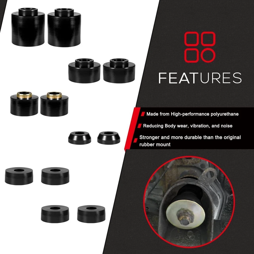 Комплект втулок крепления кабины кузова 4.4123R для 1980-1998 Ford F150 F250 F350 2WD 4WD - Изображение 4 из 4