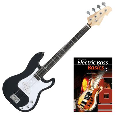 Rocktile Puncher P-Bass Design E-Bass Gitarre Black mit Bass Schule Lernbuch CD
