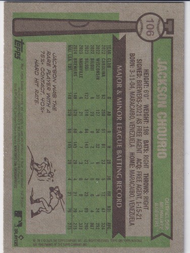 Jackson Chourio - Green - 2025 Topps Heritage - Picture 2 of 2