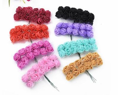 12-36 2cm Stiel Schaumrosen Moosgummirosen Foamrosen rose flowers 11 FarbenRosen