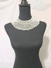 Beautiful True Vintage 1950s Crochet Lace White Cotton High Neck Dress Collar