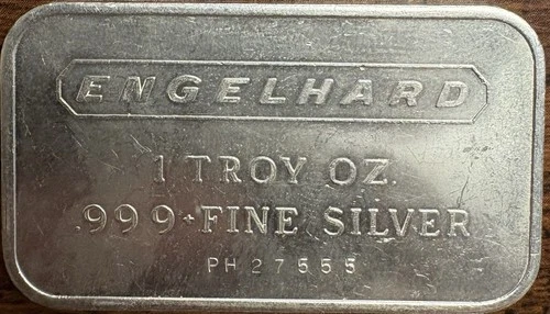 1 TROY oz Engelhard .999 Fine Silver Bar -  Serial Number PH 27555