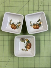 Set Of 3 Sauce/Dipping Dishes With Pumpkins, Never Used, Made In Italy