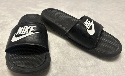 Nike Benassi JDI Uomo Taglia 8 Slides Nero Bianco 343880 090 Slip On