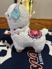 HAPPY VALENTINES DAY HUG ME WHITE RED HEARTS LLAMA ALPACA PLUSH DOLL FIGURE TOY