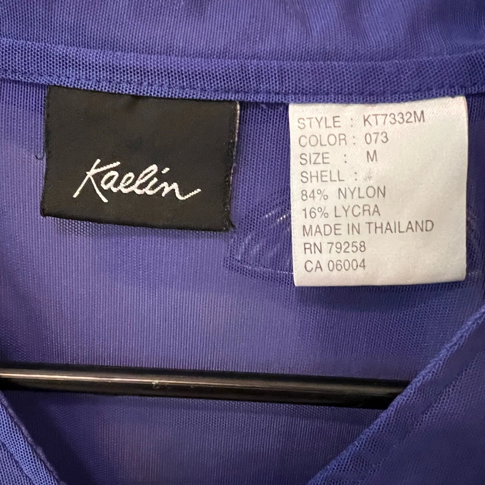 Camisa deportiva de manga larga Kaelin púrpura de malla azulada talla mediana golf tenis Foto 2 de 4