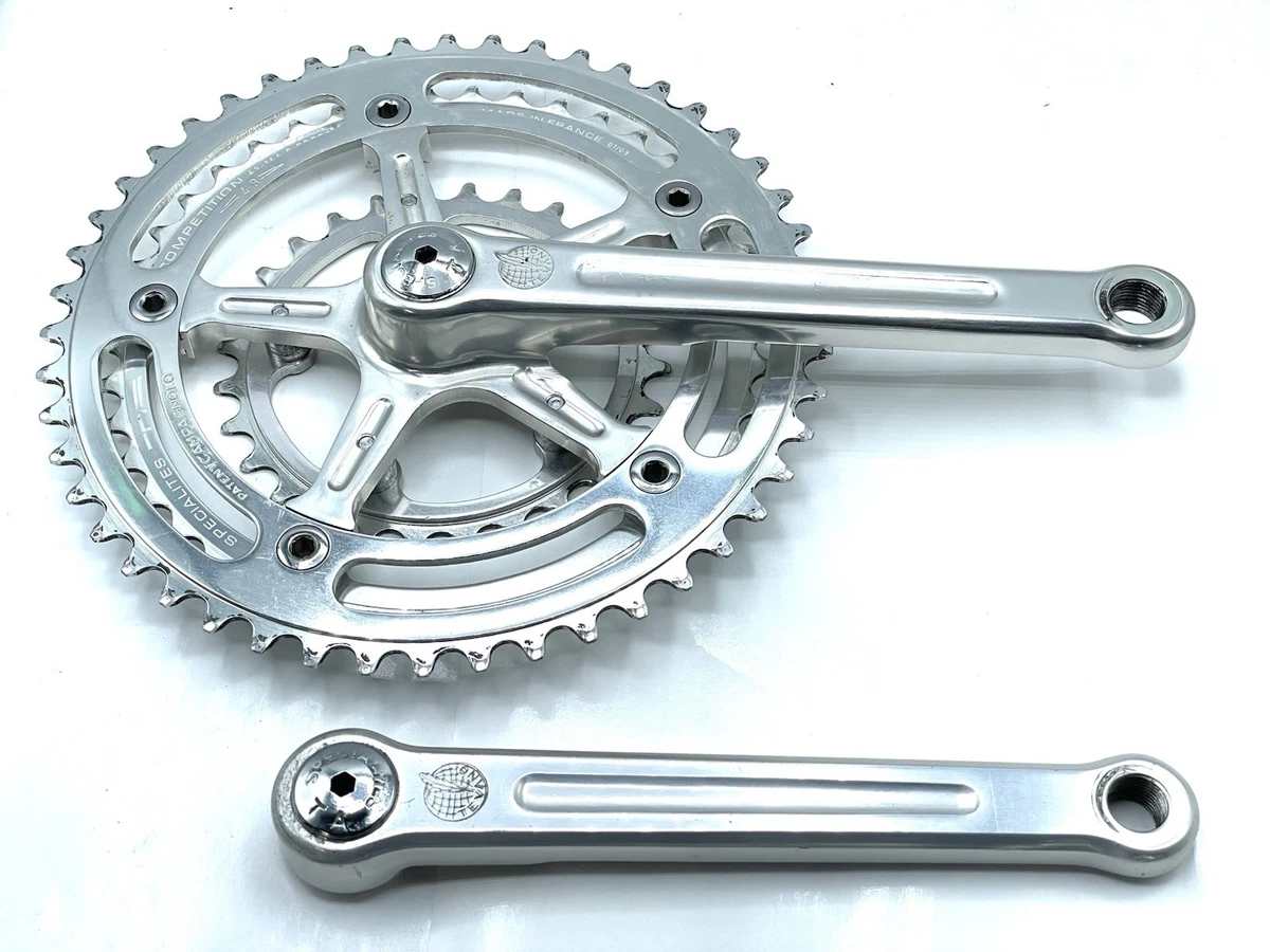Specialités TA Crankset 2x Dust Caps Old Vintage Road Bicycle