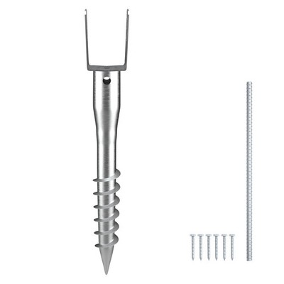 No Dig Ground Anchor 3.94x2.76x 27.56in DIY Screw in Post Stake Incl 6 Lag Bolts