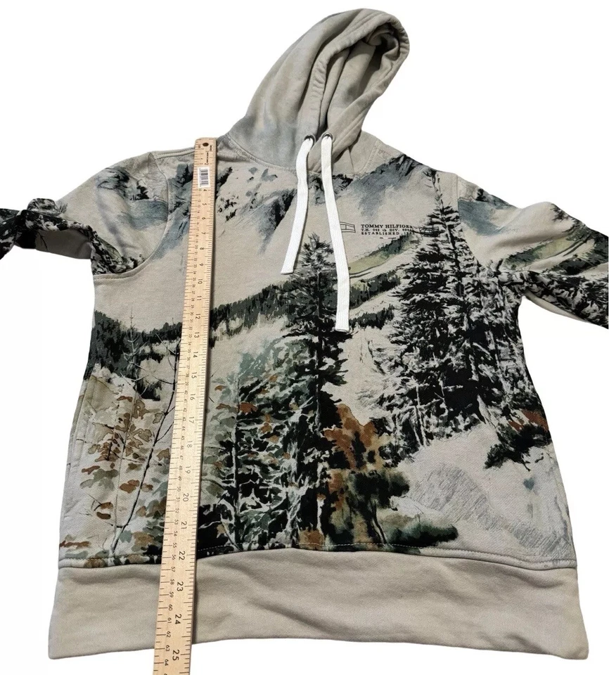 Tommy Hilfiger Pullover Sudadera con Capucha Para Hombre Pequeña Nieve Natural Estampado Paisaje Foto 3 de 4