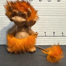 Reisler Grum Devil Troll 4” Orange Eyes Orange Fur With Tail HTF