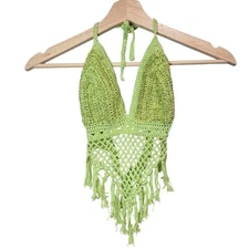 Green Crochet Halter Top Y2K