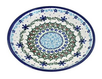 Blue Rose Polish Pottery Winter Celebration Dessert Plate