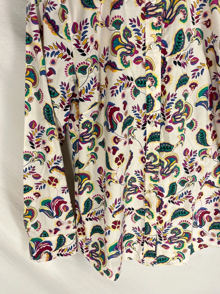 Camisa TALBOTS M Cachemira Floral Algodón Popelina Luz Primavera Verano Mujer NUEVA Foto 2 de 4