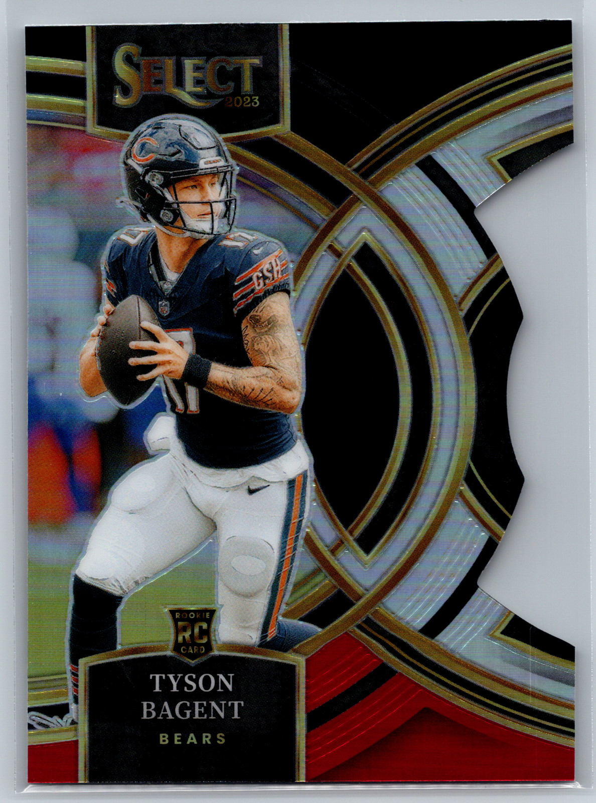 Tyson Bagent 2023 Panini Select Black Red Prizm Die-Cut Rookie #123 Bears