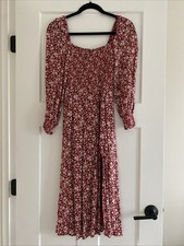 Reformation Large Cello Long Sleeve Midi Georgette Dress Leg Slit