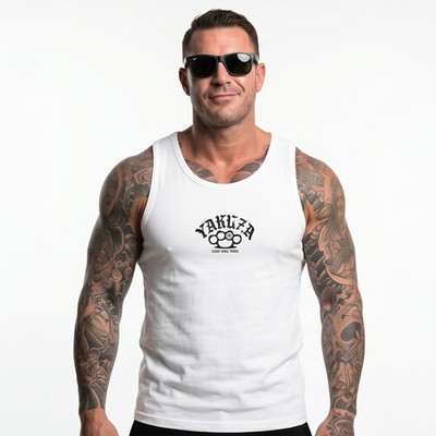 Neues Yakuza Herren Crusher Slim Racer Basic Tanktop Shirt - Weiß
