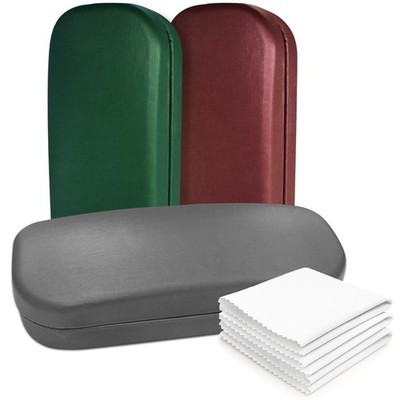 Hard Shell Glasses Case - Durable Large Eyeglass Holder with Microfiber Cloth