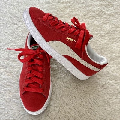 Puma Red/White Suede Sneakers Shoes Size EU 38 US 6C Jp 24 