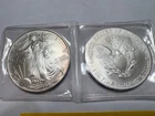 (2) 2005 Silver American Eagle - Lot Of 2 US Coins - Some Toning - 2 Oz .9999