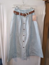 Cherokee Light Blue Denim Skirt Button Front Vintage 80  s Size 6